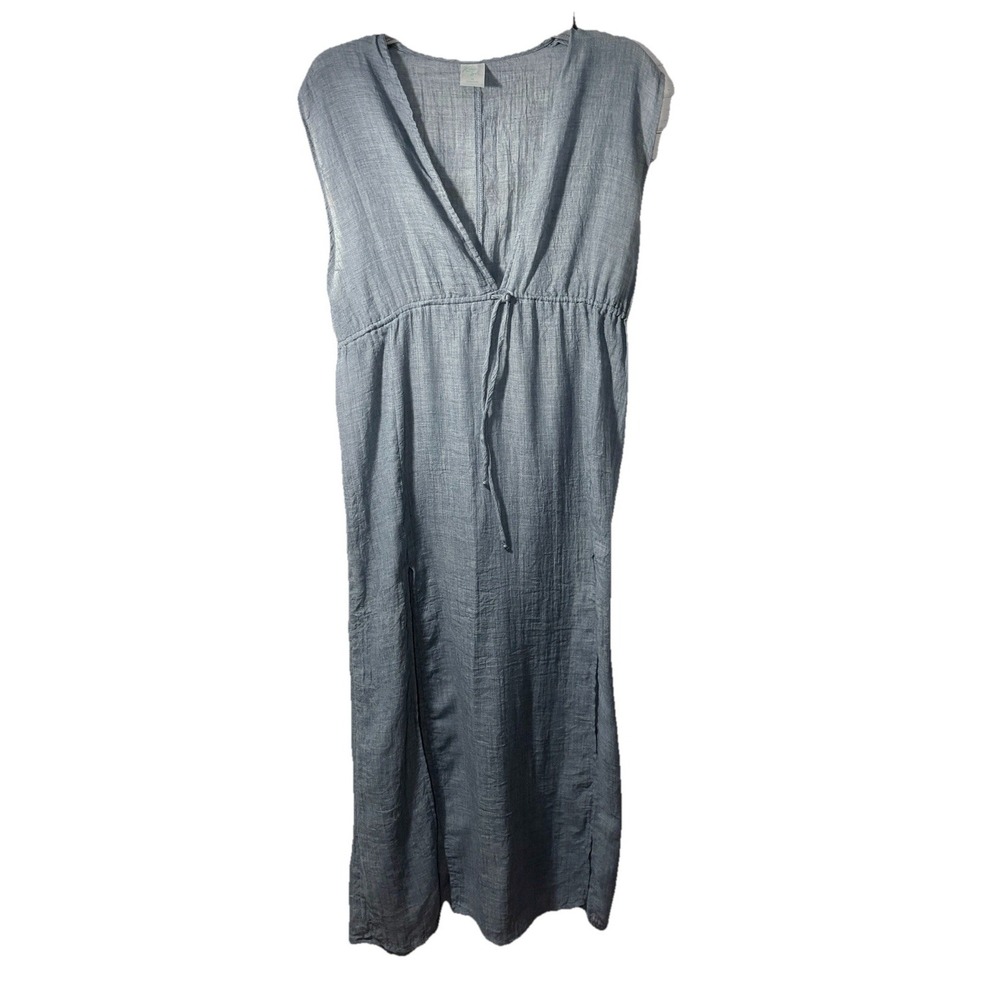 Chambray Dress Womens Tie-Front Midi Cover Up  Classic Sz M Resort Clean Girl - Picture 4 of 12